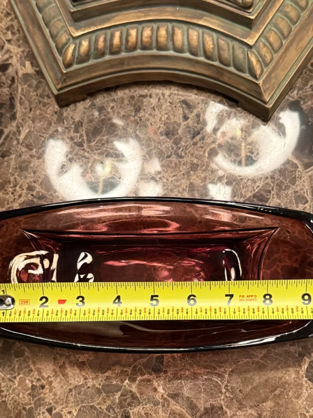 Vintage Hazel Atlas Moroccan Amethyst Glass Tray Colony Pattern Square Base MCM